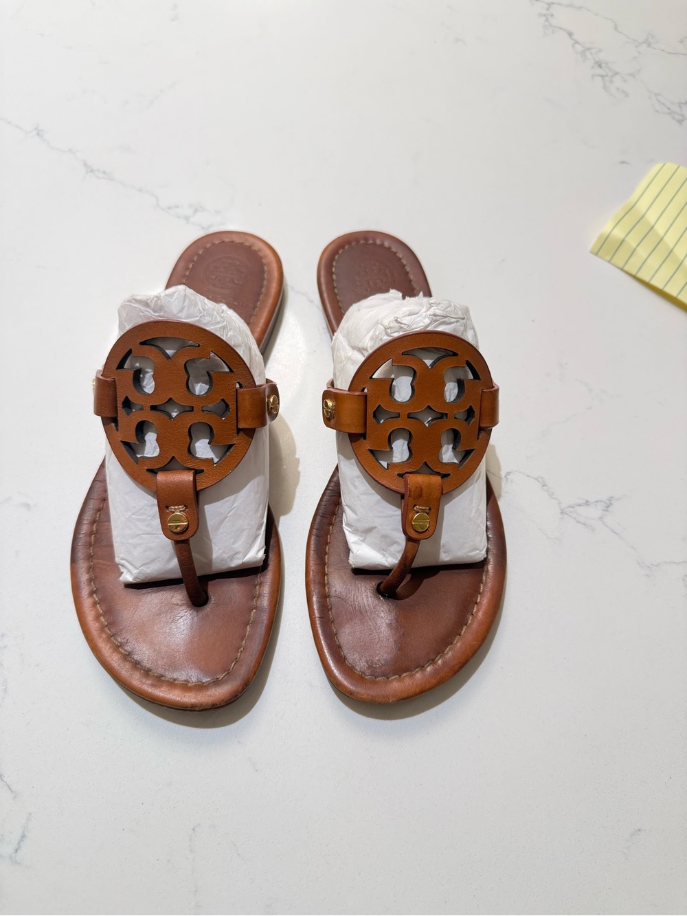 Tory Burch Brown Miller Logo Thong Sandals